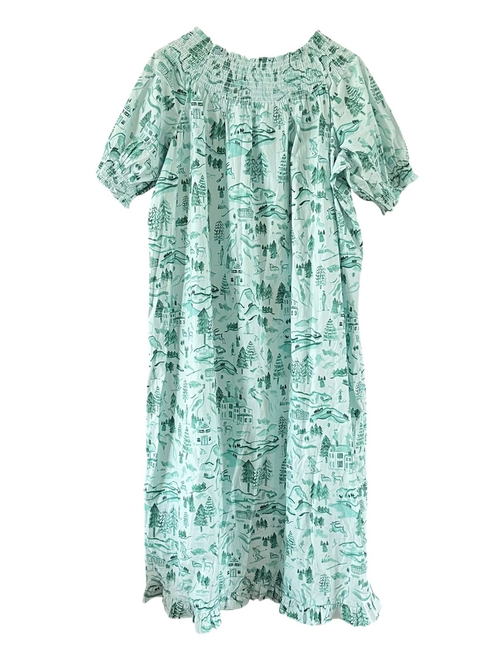 Hill House Caroline Nap Dress Ski Chalet Toile Print Smocked Midi Dress - Picture 3 of 6